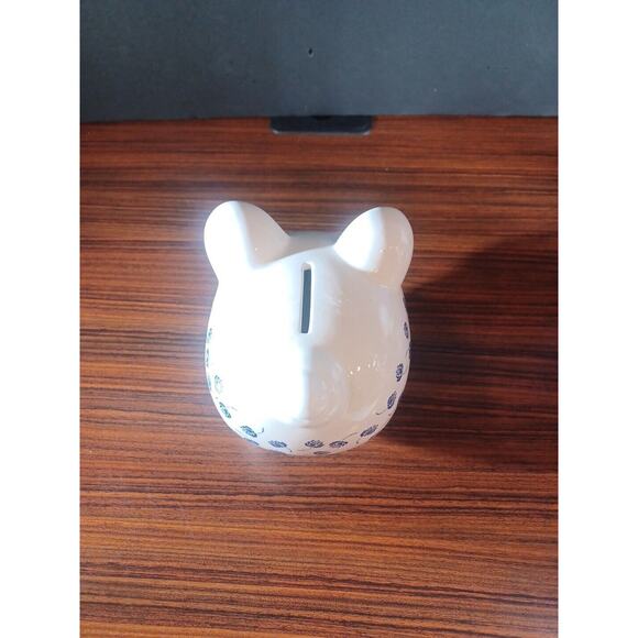 Ceramic Coin Bank Pig "Bill" & 65 Roses Collection Blue & White - Picture 4 of 10